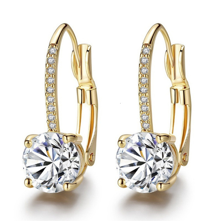Earrings For Women U Shaped Micro Pave Four Prong Round Crystal Water Drop European American Fashion Ear Jewelry - view 4
