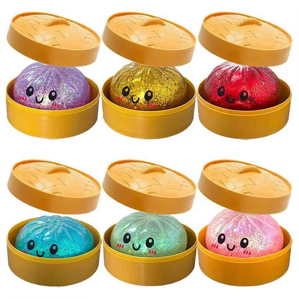 Blind Box Realistic Giant Dumpling Squeeze Toy with Bamboo Steamer Soft TPR Dough Ball Decompression Fidget Funny Creative Toys Z260521