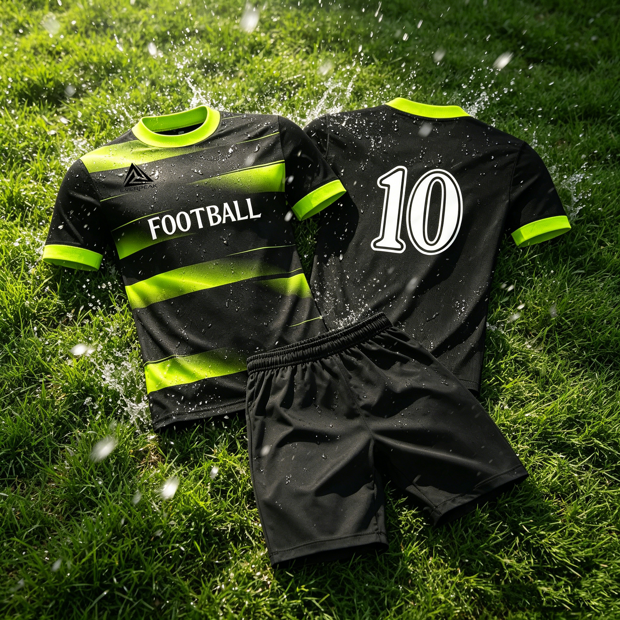 Custom Gradient Stripe Soccer Jersey Set Men Quick Dry Football Uniform with Shorts Customizable Team Name Number Logo for Sports - view 6