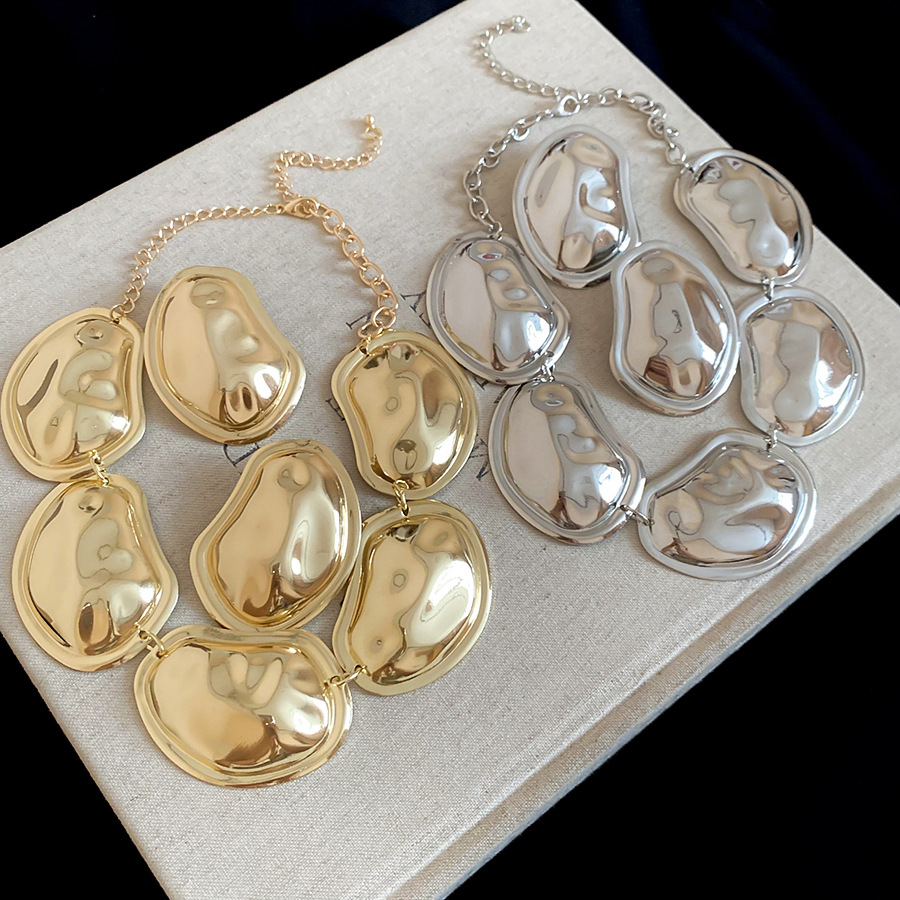European American cross-border silver needle metal oval earrings, fashionable and simple, versatile collarbone chain, unique design niche jewelry for  - view 8