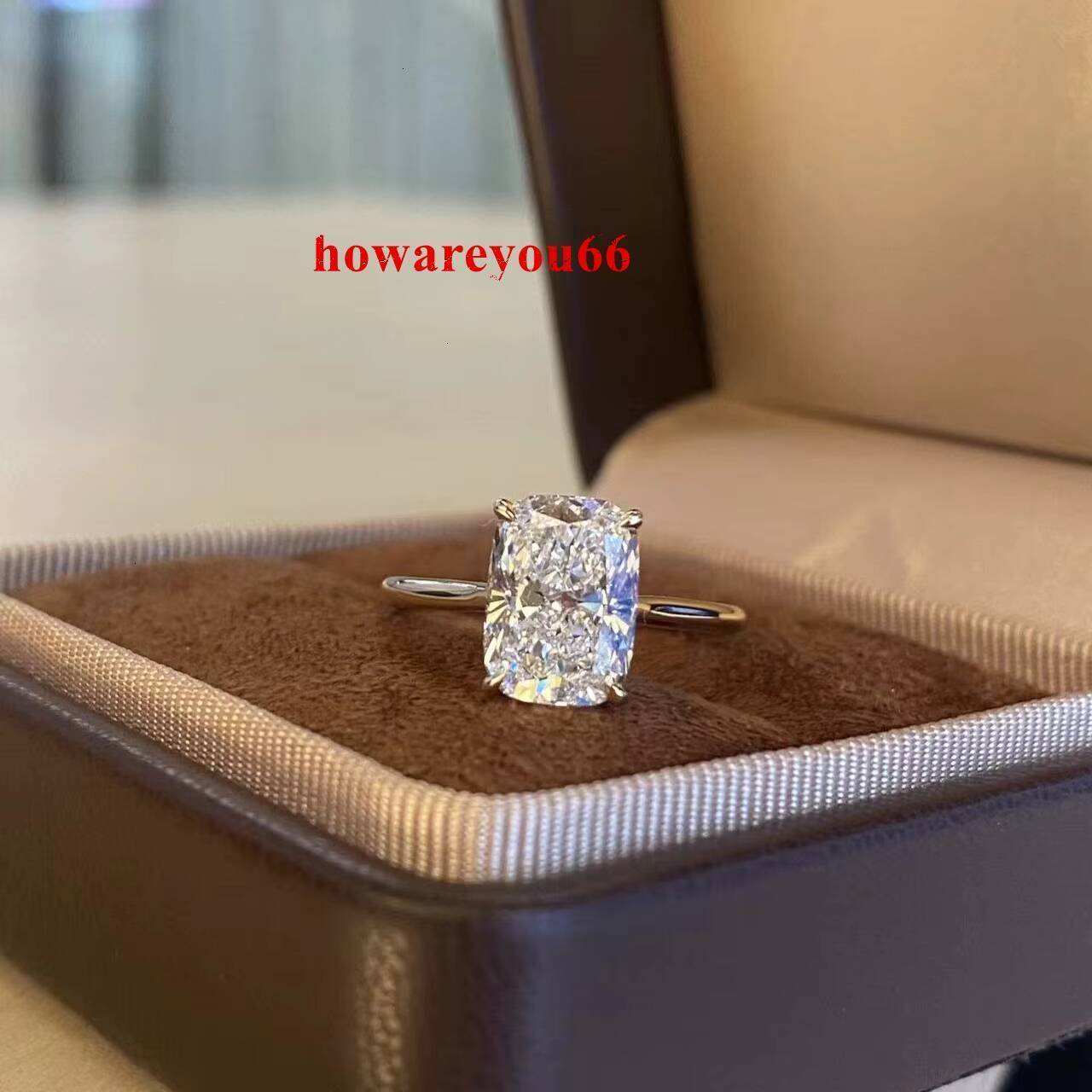 Fashion Jewelry Ring Manufacture Custom D E F Vvs1 VS Cushion Cut 18k 14k Gold Lab Grown Diamond Ring Synthetic Diamond Ring