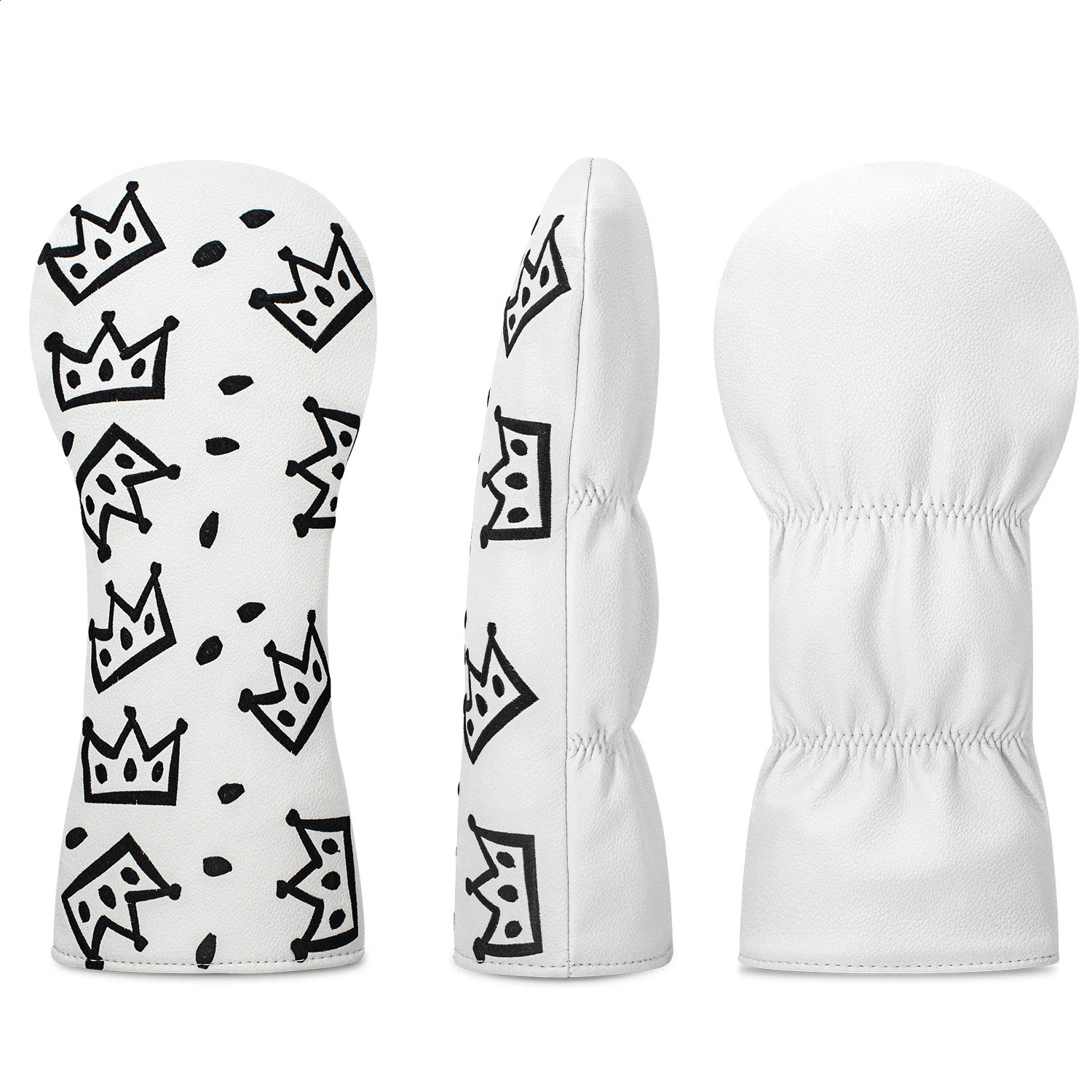 Cheese Crown Golf Club Head Cover - White with Black and White Swiss Cheese and Crown n Golf Accessories 260520