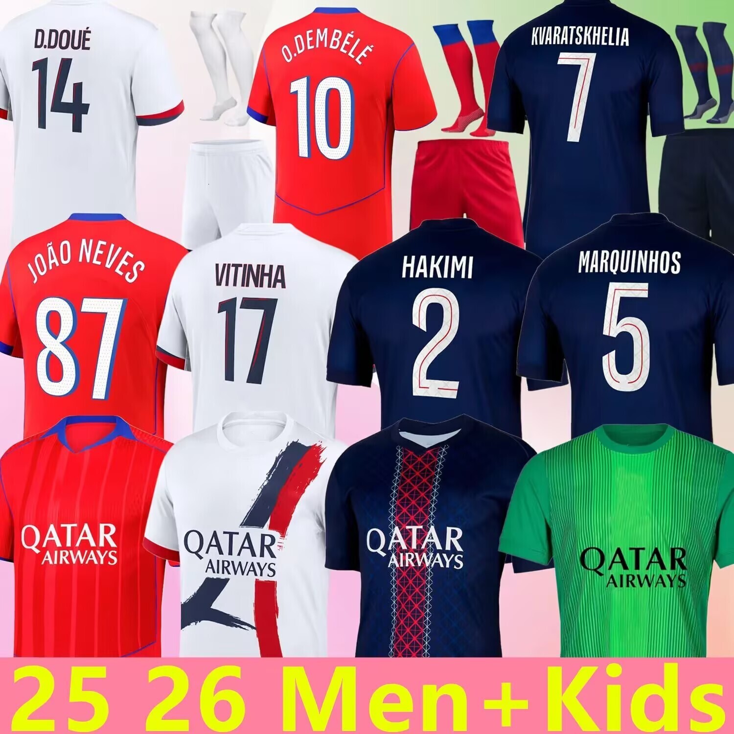 Maillot fourth Soccer Jerseys 10 DEMBELE 25 26enfants 2025 2026 football shirts Men Equipment uniforms VITINHA Zaire Emery 29 BARCOLA NEVES Paris KVAR