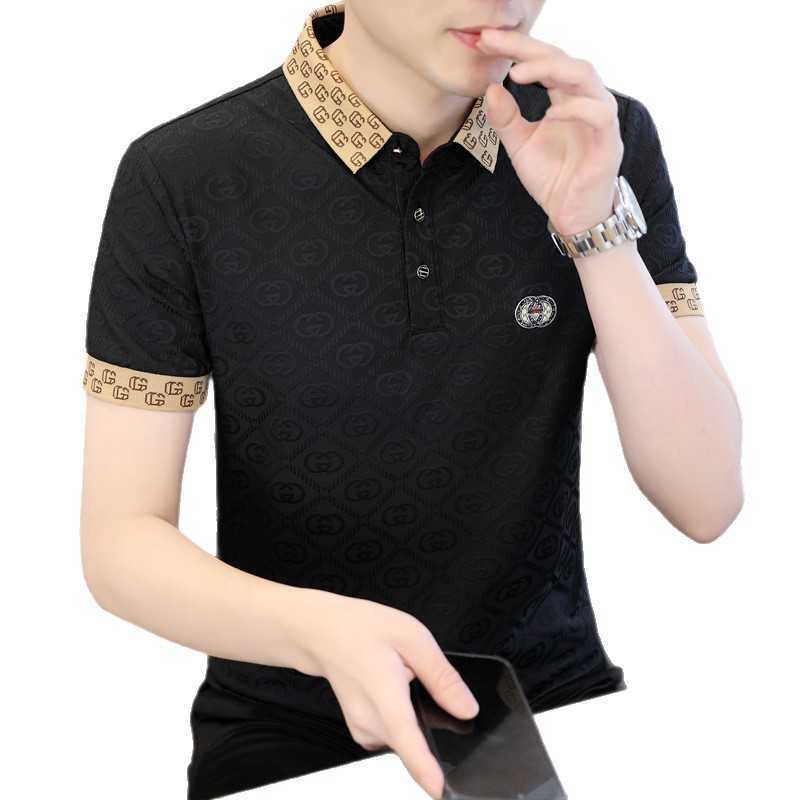 2026 New Ice Silk Knit Summer Mens Polo Shirt Trendy Fashion Slim Fit Comfortable Short Sleeve T-Shirt Top