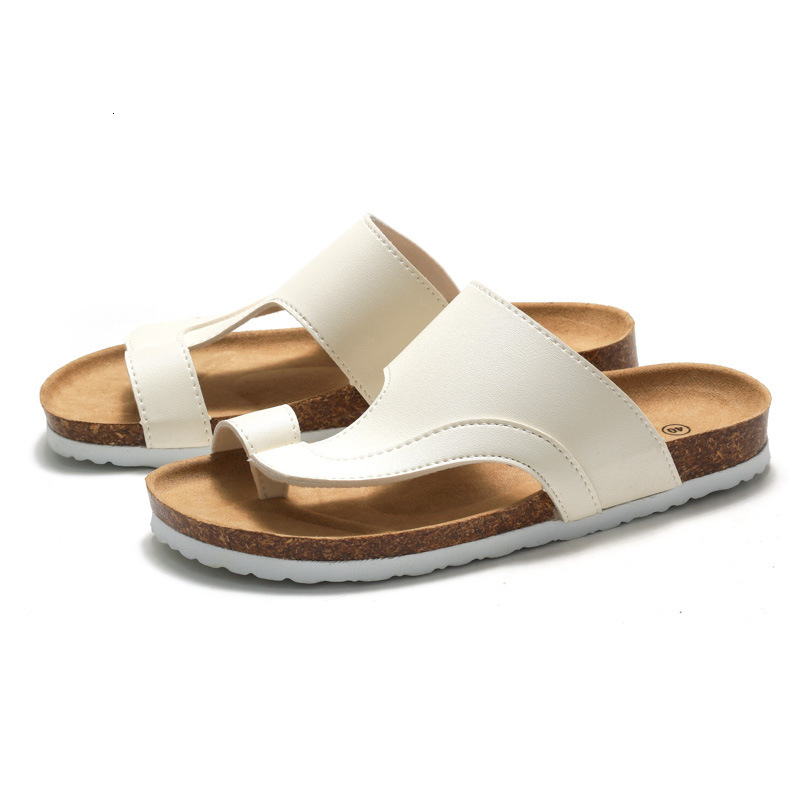 RUIZUSTOCK Men Classic Black Toe Loop Cork Sandals PU Leather Open Toe Slides For Indoor Fashion Gifts And Outdoor - view 5