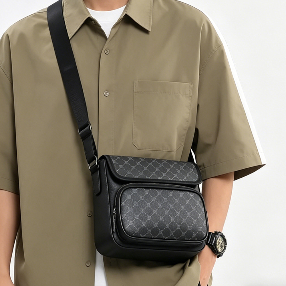 New Crossbody Bag Men'S Fashion Single Shoulder Plaid Flip Small Square Messenger Bag Single Shoulder Satchel Bag 2026
