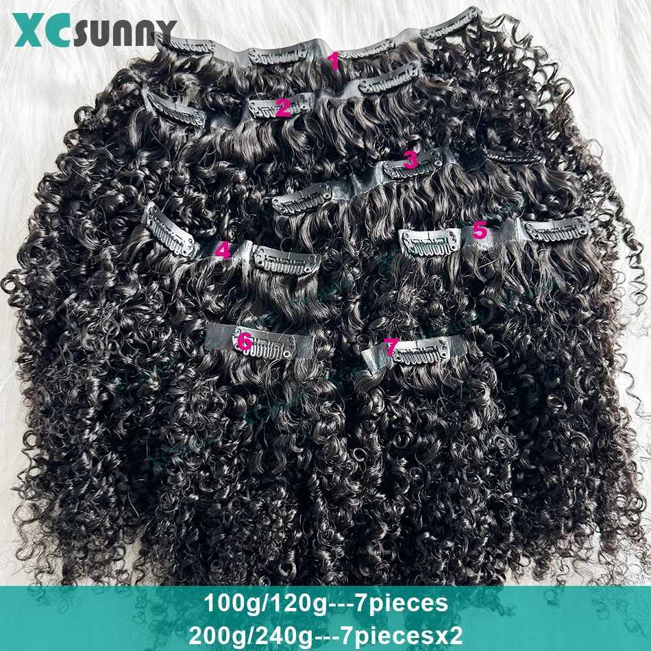 Kinky Curly Clip Ins Human Hair Seamless PU Clip In Human Hair Extensions Double Drawn Classical Weft Clip In Kinky Curly Hair C260521 - view 4