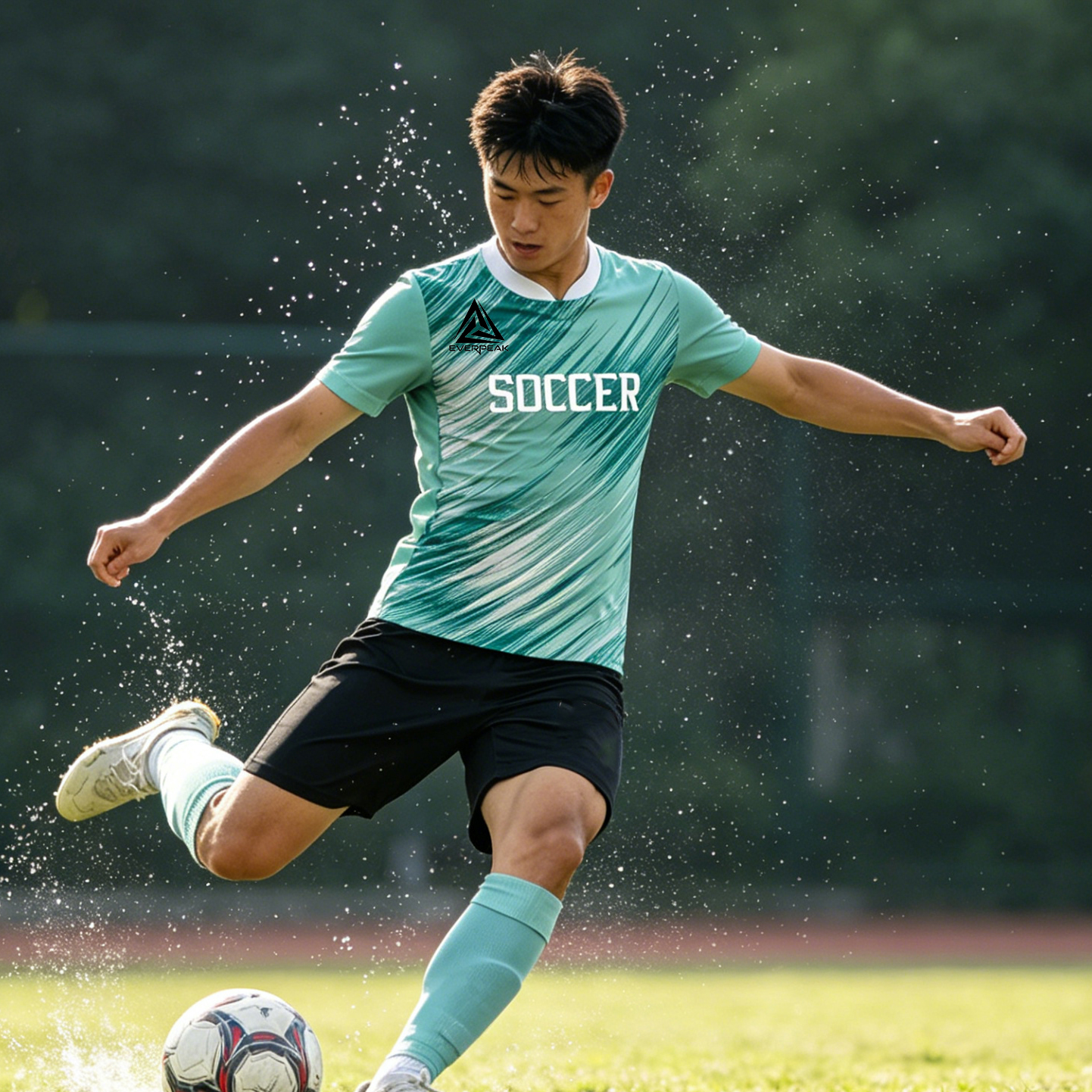 Custom Soccer Jersey Set Men Diagonal Brush Print Football Uniform with Shorts Quick Dry Customizable - view 5