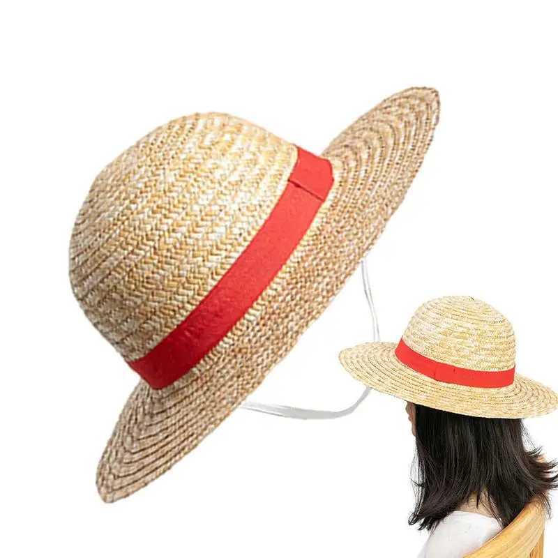 Multifunctional Straw Hat for Men Women Luffy Cosplay with String Sun Beach Party Travel Performance Costume Straw Caps C260521