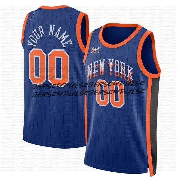 Custom Knicks Karl-Anthony Towns Josh Hart OG Anunoby Miles McBride Mikal Bridges Jalen Brunson Derrick Rose Tyler Kolek Jose Alvarado Swingman Jersey
