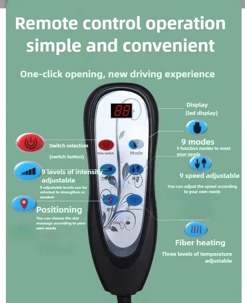 Car Massage Seat Cushion With Heating and Vibrating Lumbar Airbag Back Massage Chair Cushion With Manual Control Home Office Use 260520 - view 7