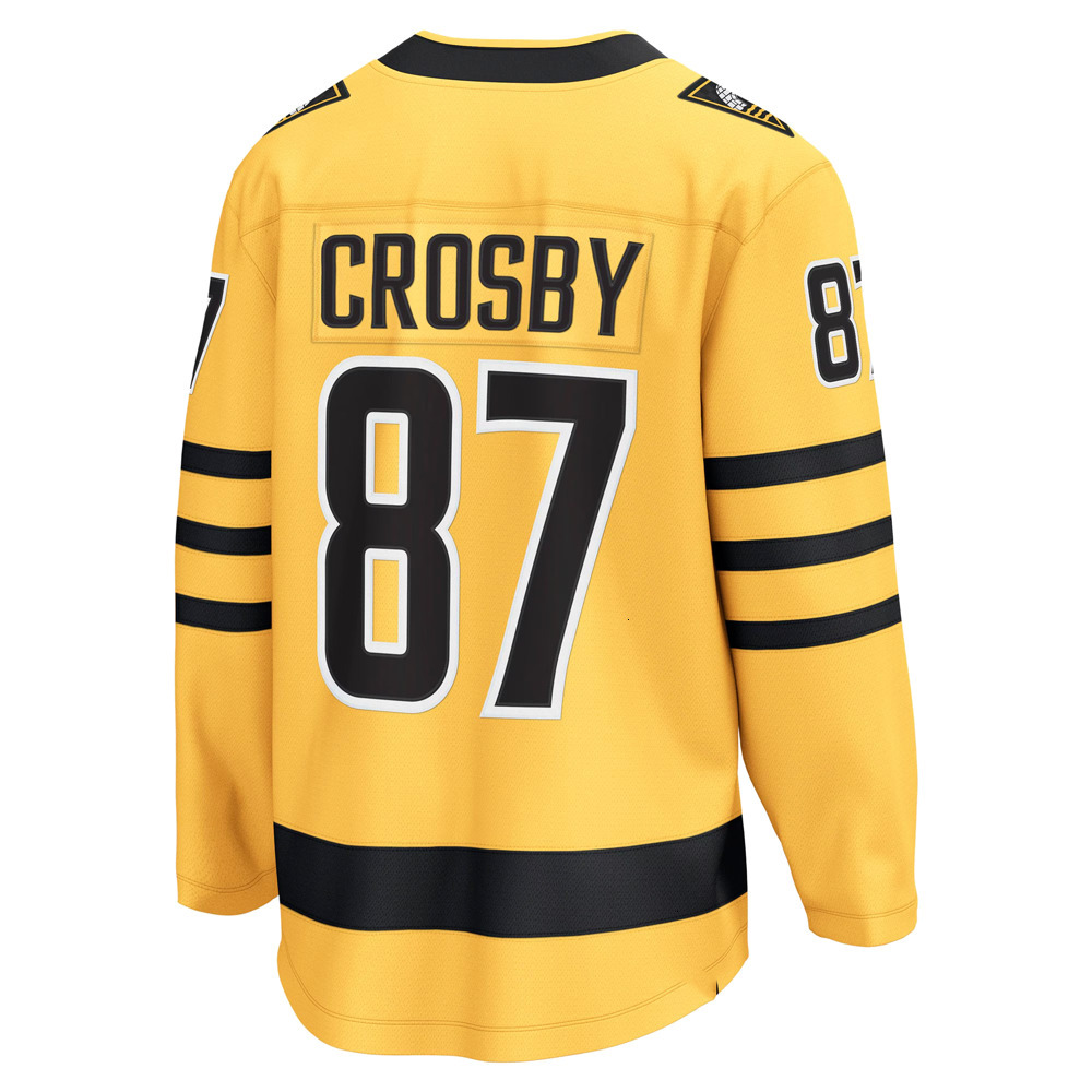 Penguin 87 Sidney Crosby Jersey Evgeni Malkin Wear Gold Alternate hockey jerseys Breakaway Kris Letang Erik Karlsson Rust