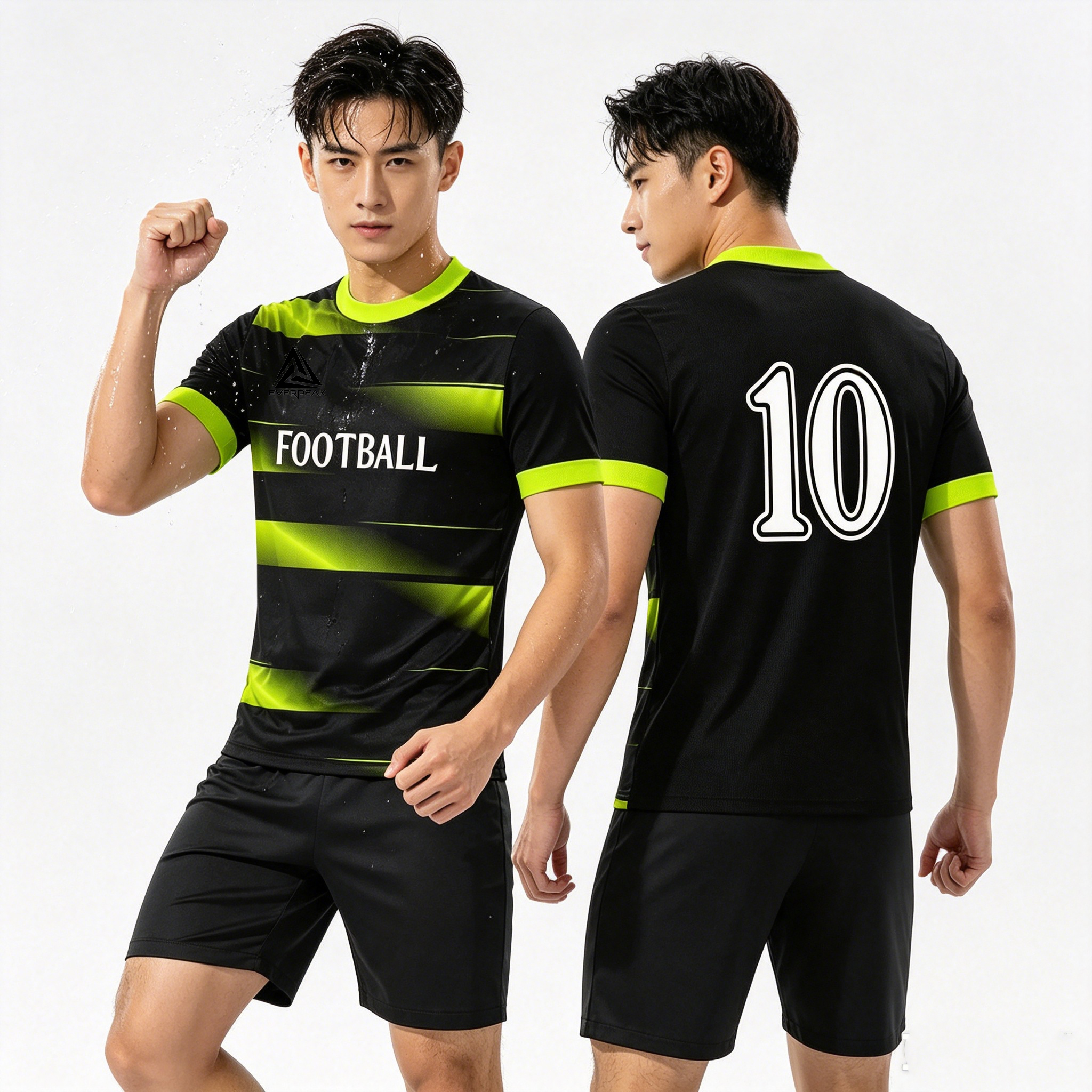 Custom Gradient Stripe Soccer Jersey Set Men Quick Dry Football Uniform with Shorts Customizable Team Name Number Logo for Sports - view 5