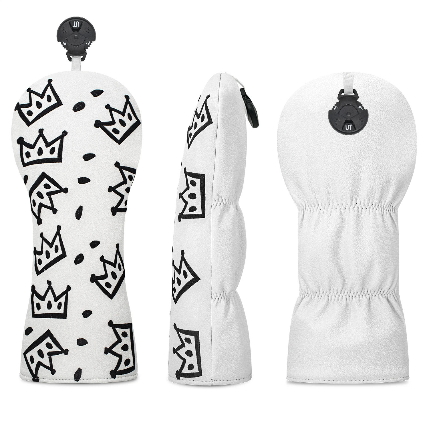 Cheese Crown Golf Club Head Cover - White with Black and White Swiss Cheese and Crown n Golf Accessories 260520