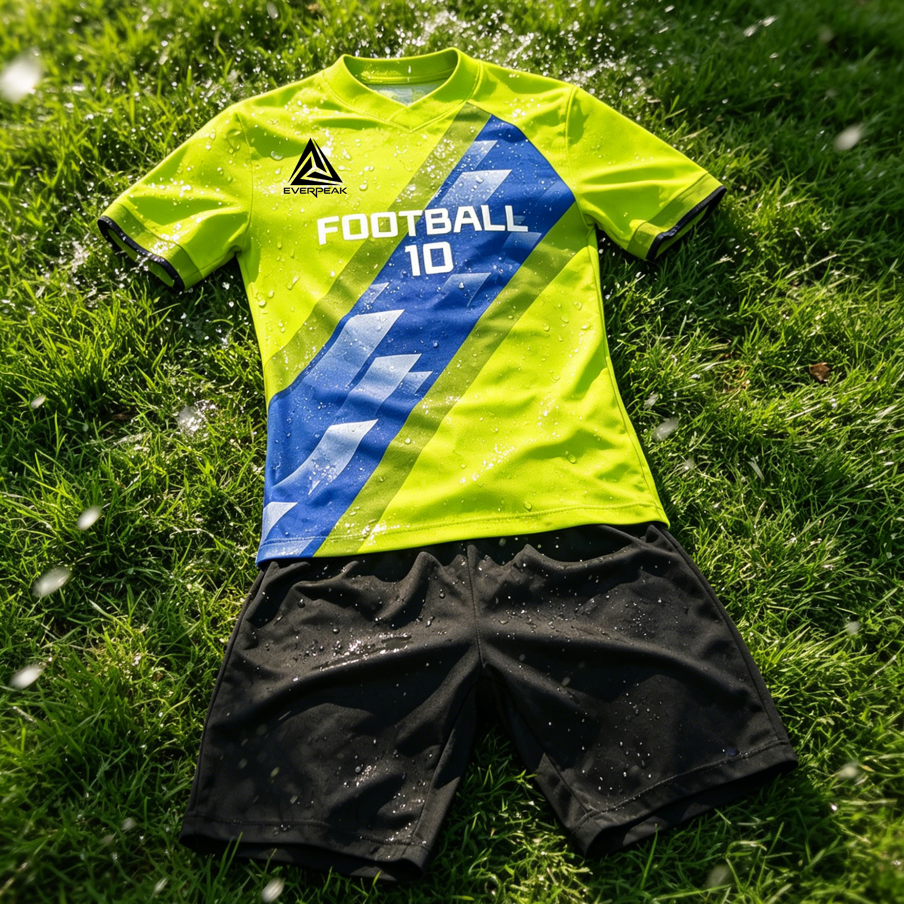 Custom Soccer Jersey Set Men Diagonal Stripe Football Uniform with Shorts, Breathable, Quick Dry, Customizable Name & Number - view 5
