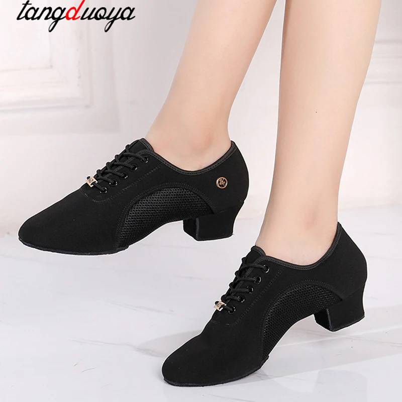 Latin Ballroom Dance Shoes for Women Lace-up Practice Closed Toe Modern Salsa Dance Teaching Performance Dancing Shoes Sneakers 260521