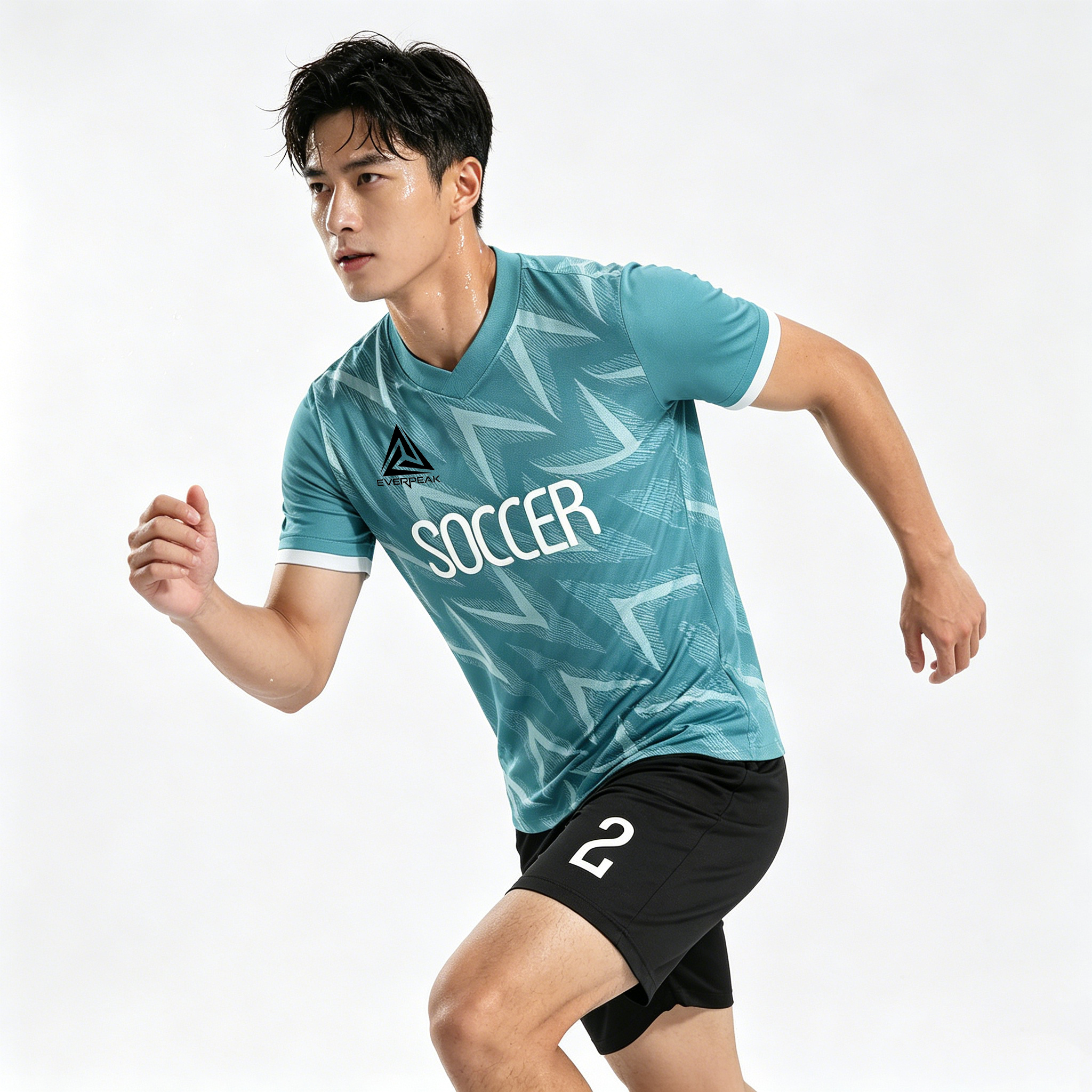 Custom Geometric Chevron Soccer Jersey Set Men Quick Dry Football Uniform with Shorts Customizable Team Name Number Logo for Sports - view 6