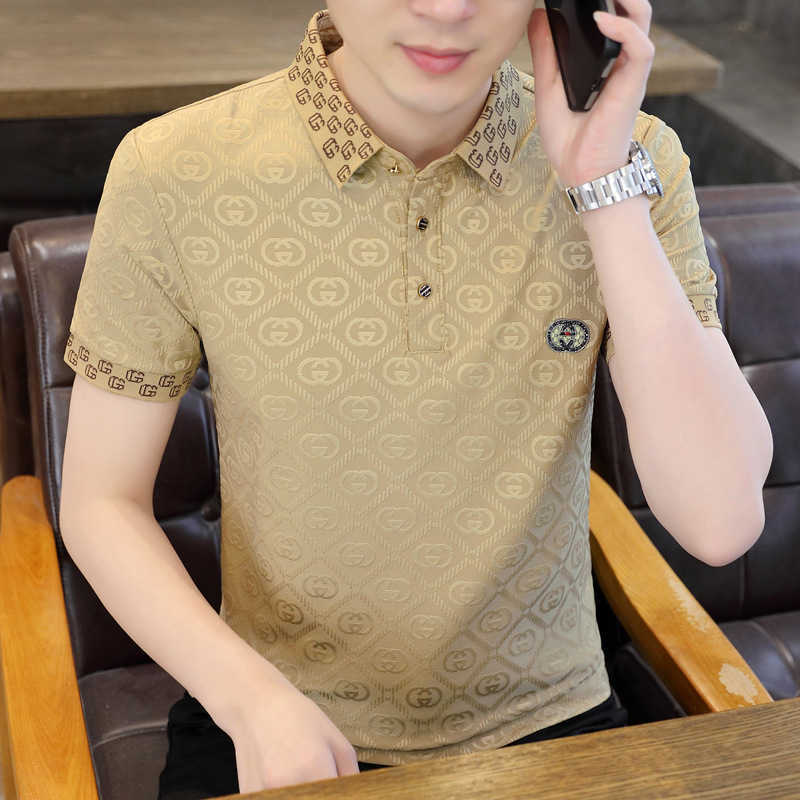 2026 New Ice Silk Knit Summer Mens Polo Shirt Trendy Fashion Slim Fit Comfortable Short Sleeve T-Shirt Top
