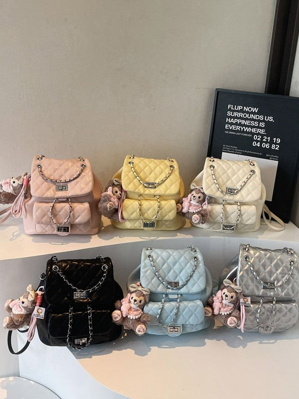 Designer bag diamond grid chain backpack for women, trendy Korean niche backpack, cute student versatile casual shoulder bag