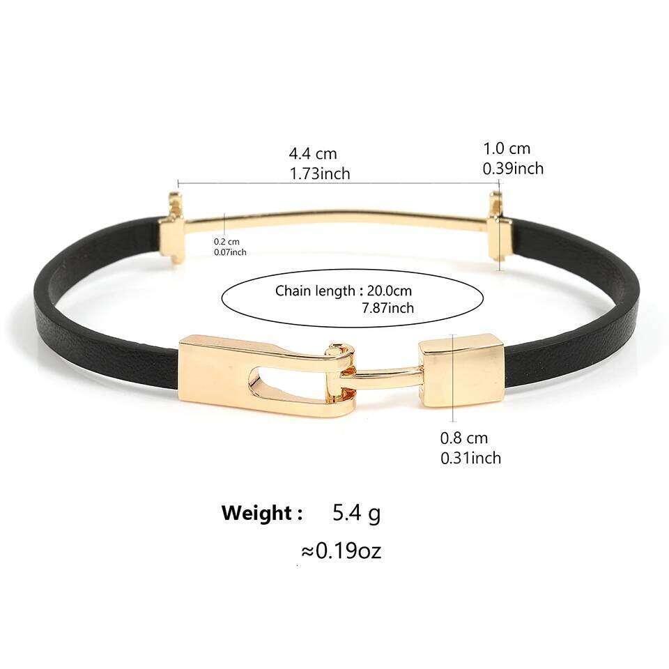 Designer Leather Bracelet L-Shaped Bucklefor Women Men Simple Alloy Couple Jewelry Holiday Gift for Him Her Party Daily Wear High Quality Visionice