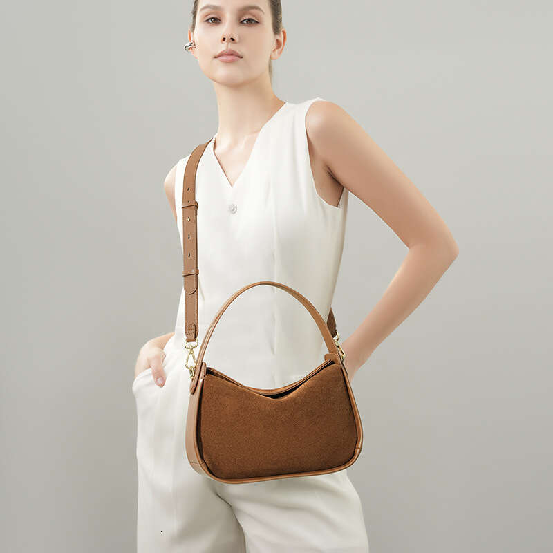 Genuine Leather Single Shoulder Suede Matte Bag For Women Versatile Large Capacity New Style Niche High End Handbag SENYY