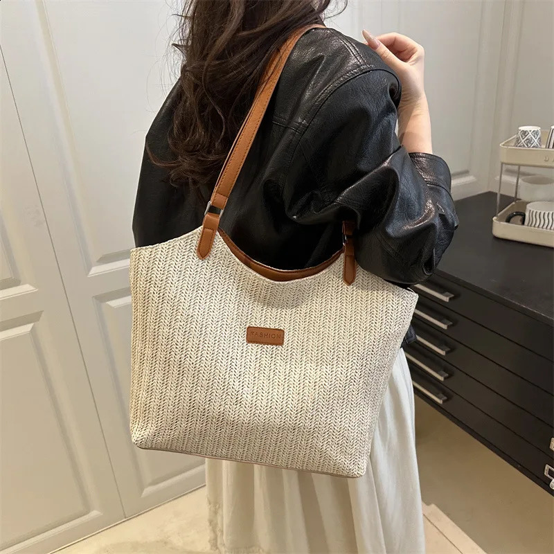Large Capacity Tote Bags for Women Summer Woven Beach Bags Fashionable Vacation Shopping Bags Bag Bolsos De Mujer Sac 260520