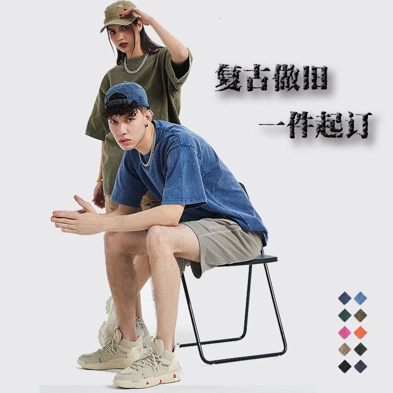 Trendy Running Muscle round Neck Distressed Pure Cotton Printed Short Sleeve T-shirt Casual Loose Fit Youth 260511