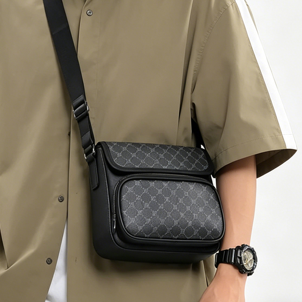 New Crossbody Bag Men'S Fashion Single Shoulder Plaid Flip Small Square Messenger Bag Single Shoulder Satchel Bag 2026