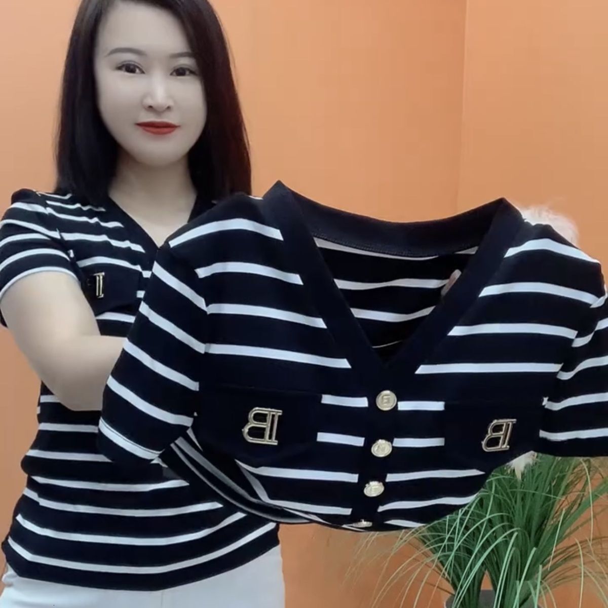 Striped Oversized Fit Size 2026 Plus Summer Loose Lightweight Versatile Breathable Trendy Designer T Shirt for Women Short Sleeve Soft Casual Urban Fa - view 4