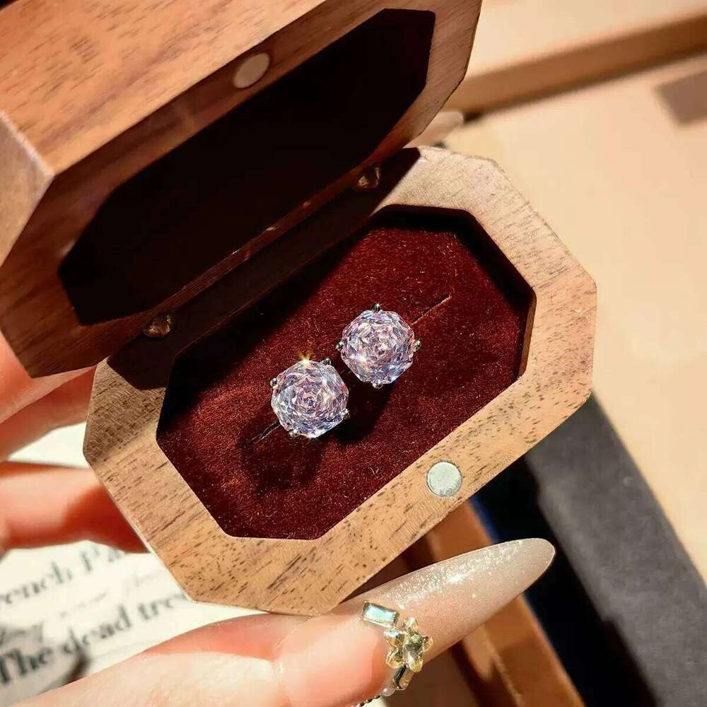Jewelry Set Luxury Earrings Ring and Necklace Classic 925 Silver Octagonal Rose Cut Brilliant Carbon Diamond Set Anniversary Elegant Jewelry Gift for 