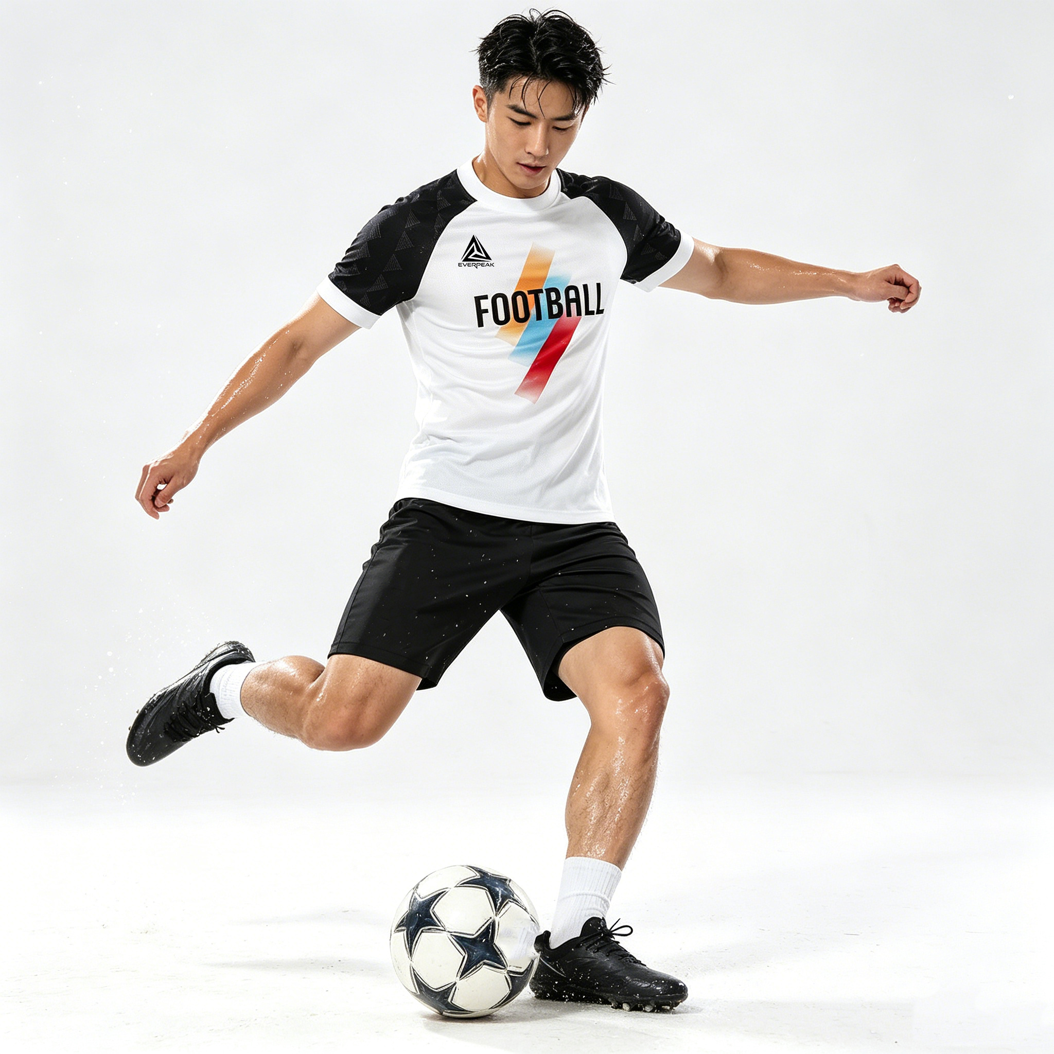 Custom Raglan Sleeve Soccer Jersey Set Men Quick Dry Football Uniform with Shorts Customizable Team Name Number Logo for Sports - view 3