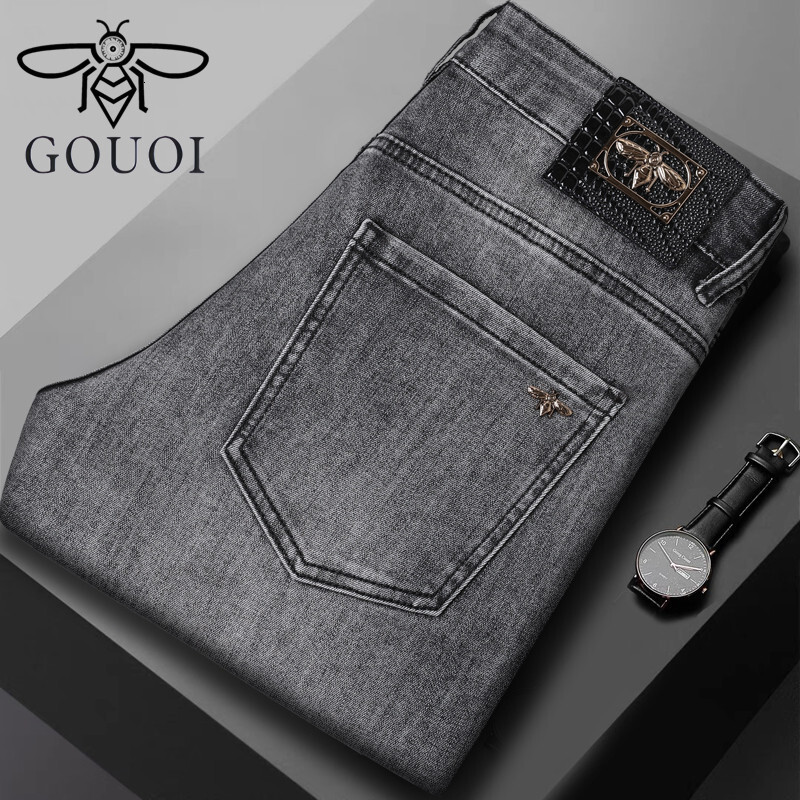 Designer luxury jeans Little Bee Men s Jeans Spring Summer High End Stretch Slim Fit Skinny Pants Light Luxury Blue Outdoor clothing pencil pants
