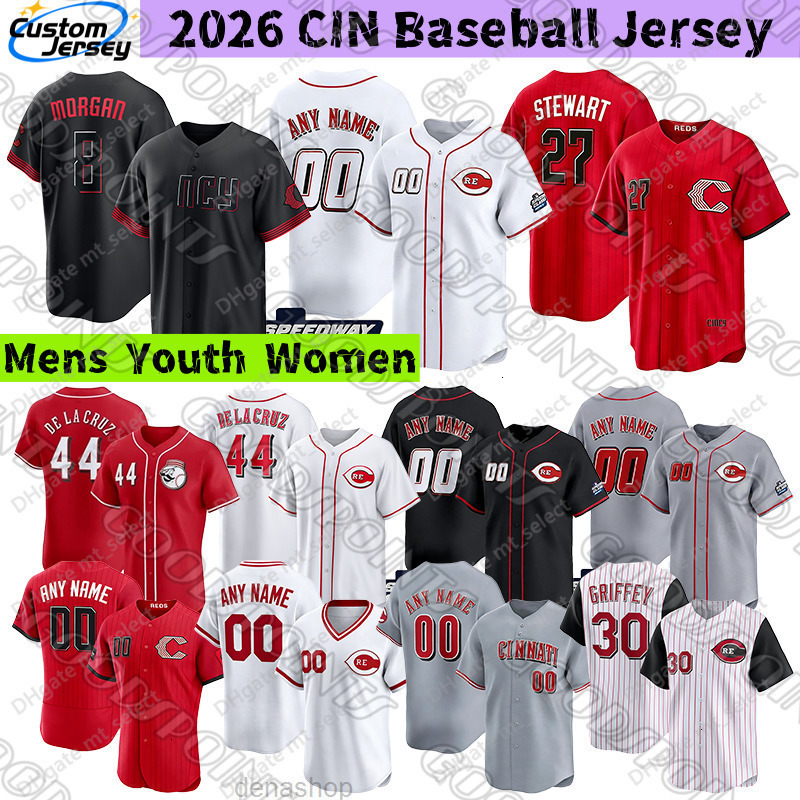CincinnatiS Reds Jersey Elly De La Cruz TJ Friedl Andrew Abbott Chase Burns Sal Stewart Suarez Ken Griffey Jr Marte cincinati red city connect 2026 Ba