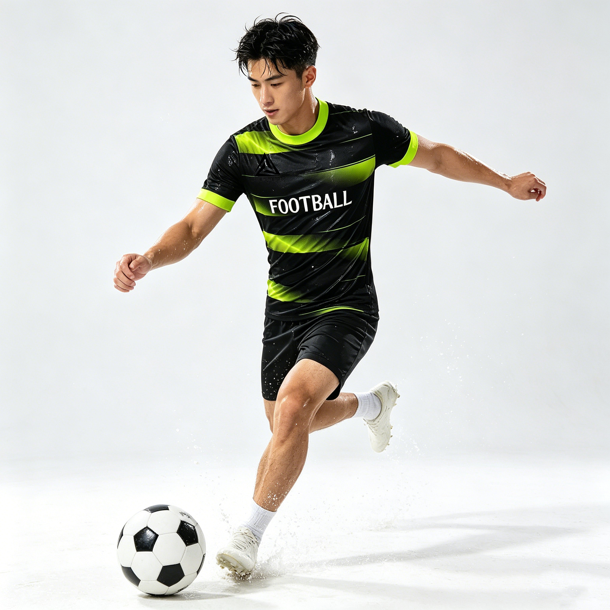 Custom Gradient Stripe Soccer Jersey Set Men Quick Dry Football Uniform with Shorts Customizable Team Name Number Logo for Sports - view 4