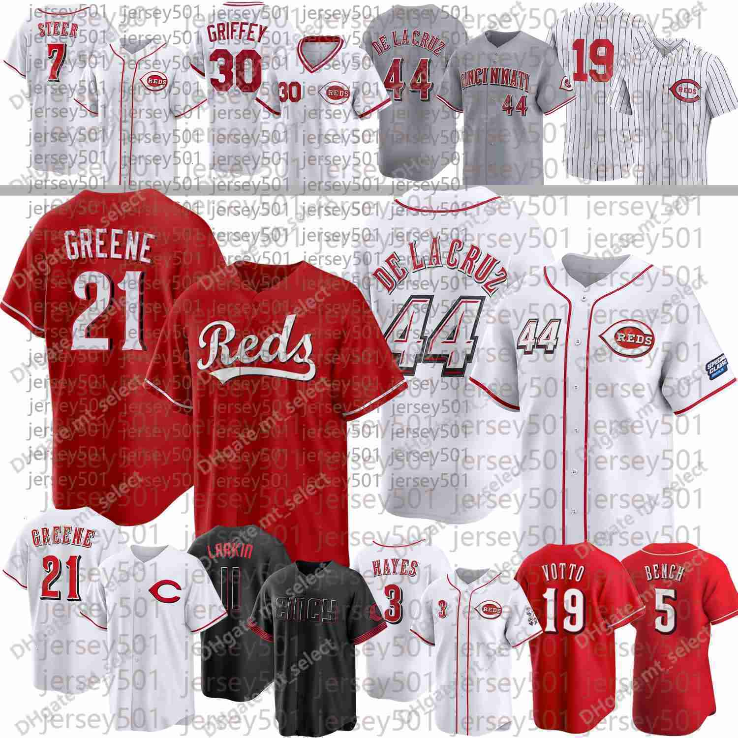 2026 Reds Baseball Jersey Elly De La Cruz Hunter Greene TJ Friedl Nathaniel Lowe Eugenio Suarez Matt McLain Ken Griffey Johnny Bench Pete Rose Larkin 