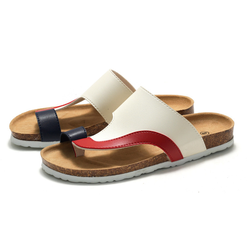 RUIZUSTOCK Men Classic Black Toe Loop Cork Sandals PU Leather Open Toe Slides For Indoor Fashion Gifts And Outdoor - view 4