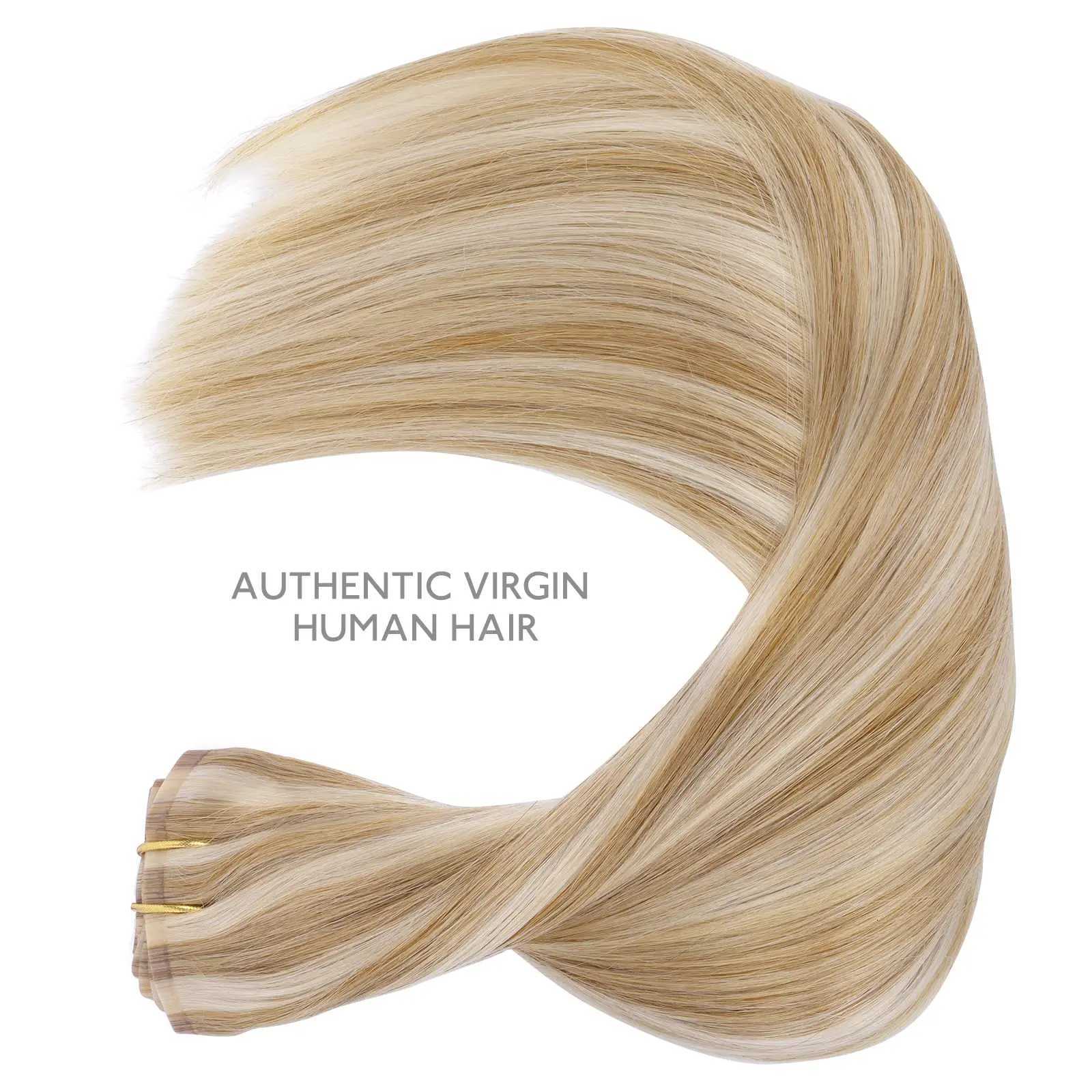 Seamless Clip In Hair Extensions Human Hair Invisible PU Tape In Remy Hair Extensions Ombre Blonde Color Skin Weft 7Pcs 150g C260521 - view 6