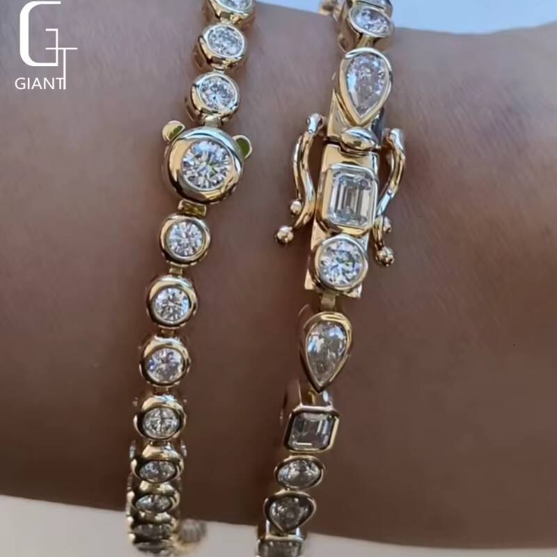 D/VS1 Lab Diamond Tennis Bracelet Bangles 18K Solid Gold Lab Diamond Jewelry Igi Certified Lab Grown Diamond CVD Bracelet Unisex