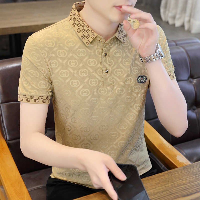 2026 New Ice Silk Knit Summer Mens Polo Shirt Trendy Fashion Slim Fit Comfortable Short Sleeve T-Shirt Top