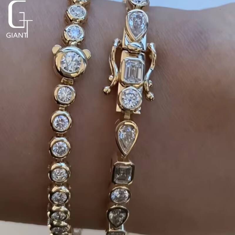 D/VS1 Lab Diamond Tennis Bracelet Bangles 18K Solid Gold Lab Diamond Jewelry Igi Certified Lab Grown Diamond CVD Bracelet Unisex
