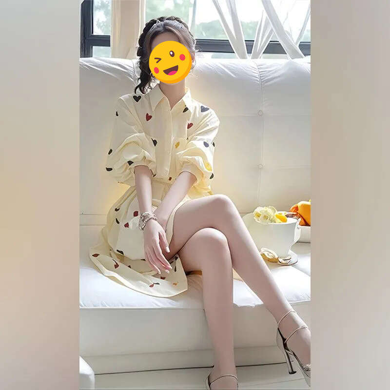 Spring Short New Model Unique Age Reducing Printed Dress Women S Fresh And Elegant Shirt - view 5