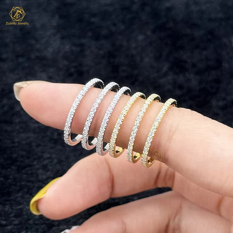 Upscale 14K LAB Diamond Jewelry Wedding Ring Band 2.0mm-3mm Round Shape VVS1 Grown Diamonds 1.8mm Enterity Ring - view 4