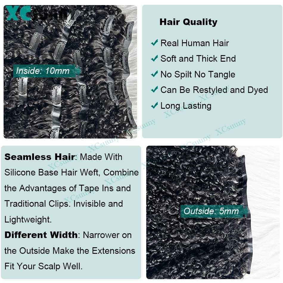 Kinky Curly Clip Ins Human Hair Seamless PU Clip In Human Hair Extensions Double Drawn Classical Weft Clip In Kinky Curly Hair C260521 - view 5