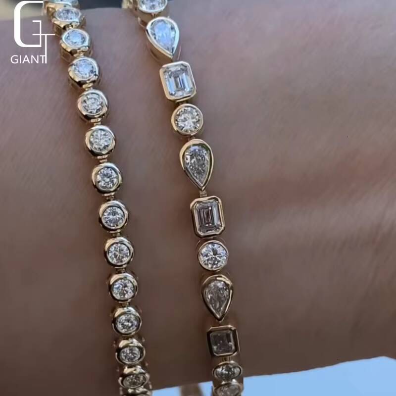 D/VS1 Lab Diamond Tennis Bracelet Bangles 18K Solid Gold Lab Diamond Jewelry Igi Certified Lab Grown Diamond CVD Bracelet Unisex