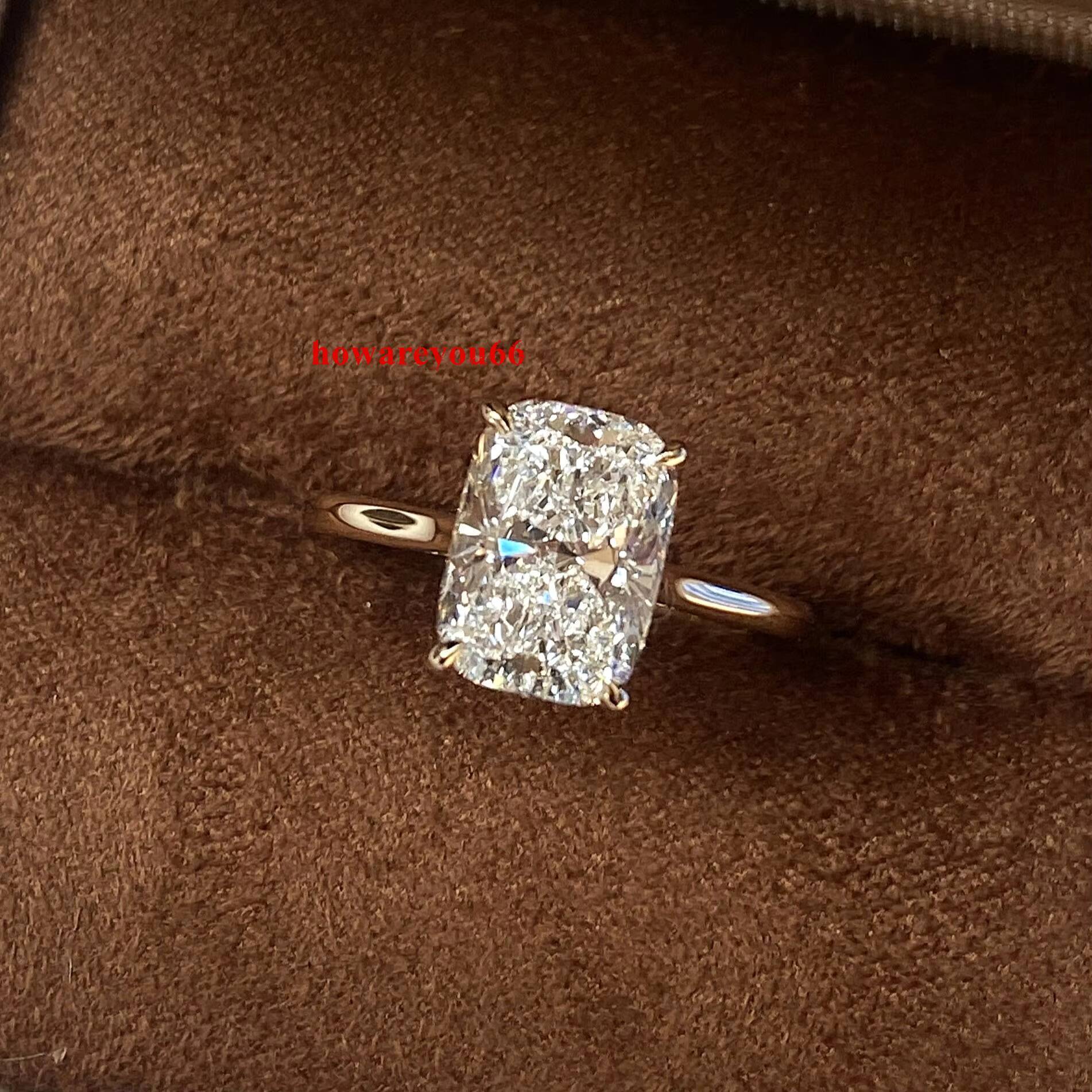 Fashion Jewelry Ring Manufacture Custom D E F Vvs1 VS Cushion Cut 18k 14k Gold Lab Grown Diamond Ring Synthetic Diamond Ring