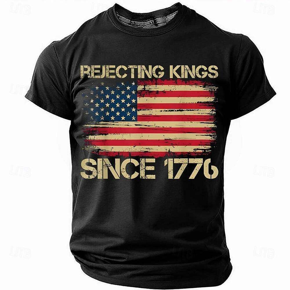 Trend American Flag 1776 Graphic Print Short Sleeve T-shirts Summer Oversized Breathable T-shirt Clothing O-neck T Shirt For Men