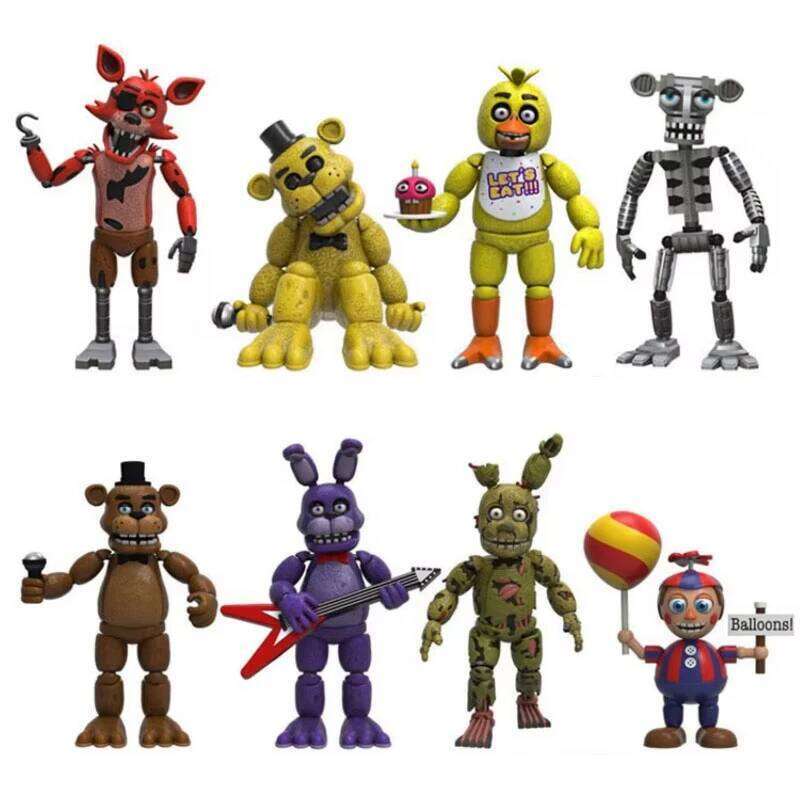 FNAF 4pcs/set Freddy Bonnie Chica Foxy Nightmare Balloon Boy Action Figure Collection Model Vinyl Figurine Doll Toys 26Y0520