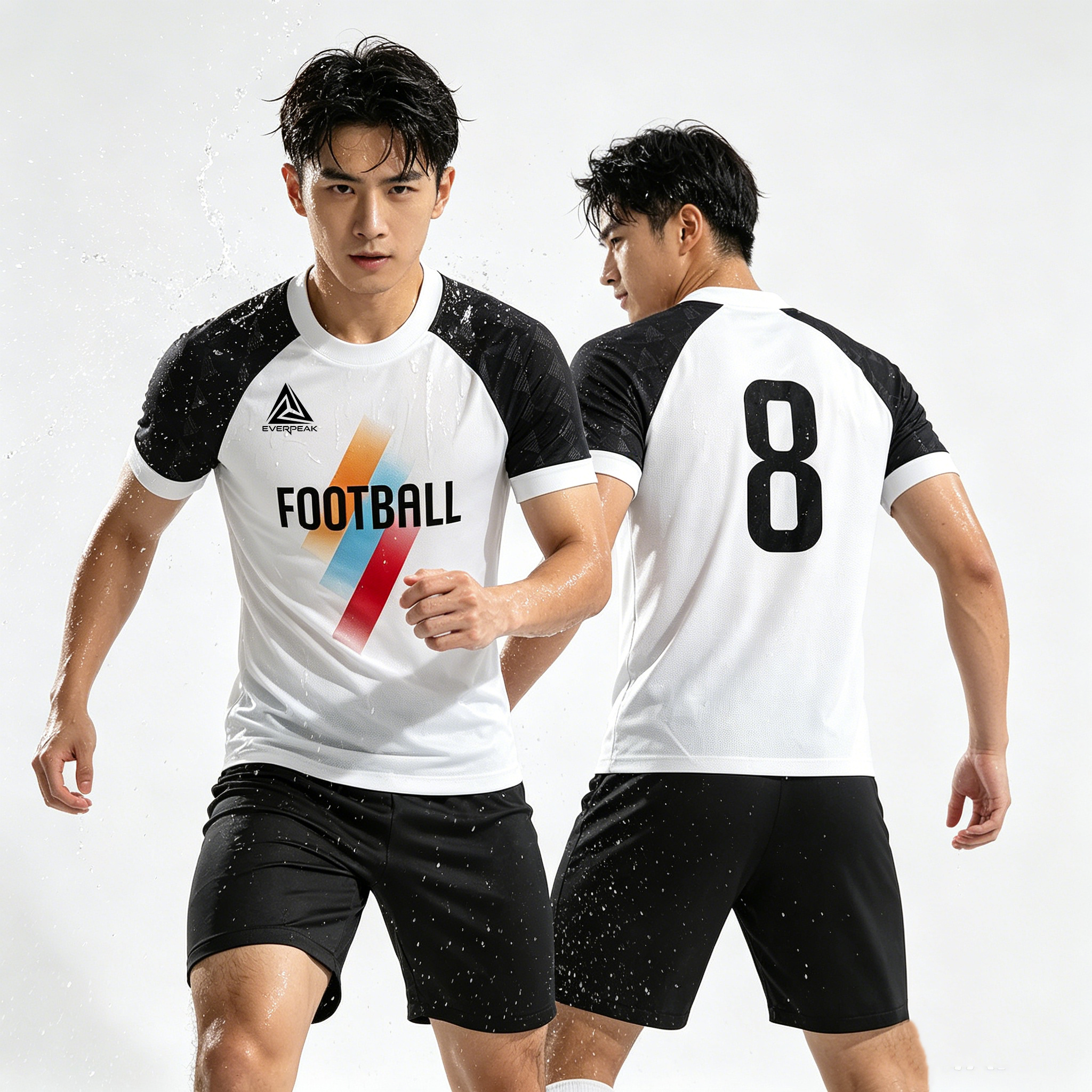 Custom Raglan Sleeve Soccer Jersey Set Men Quick Dry Football Uniform with Shorts Customizable Team Name Number Logo for Sports - view 4