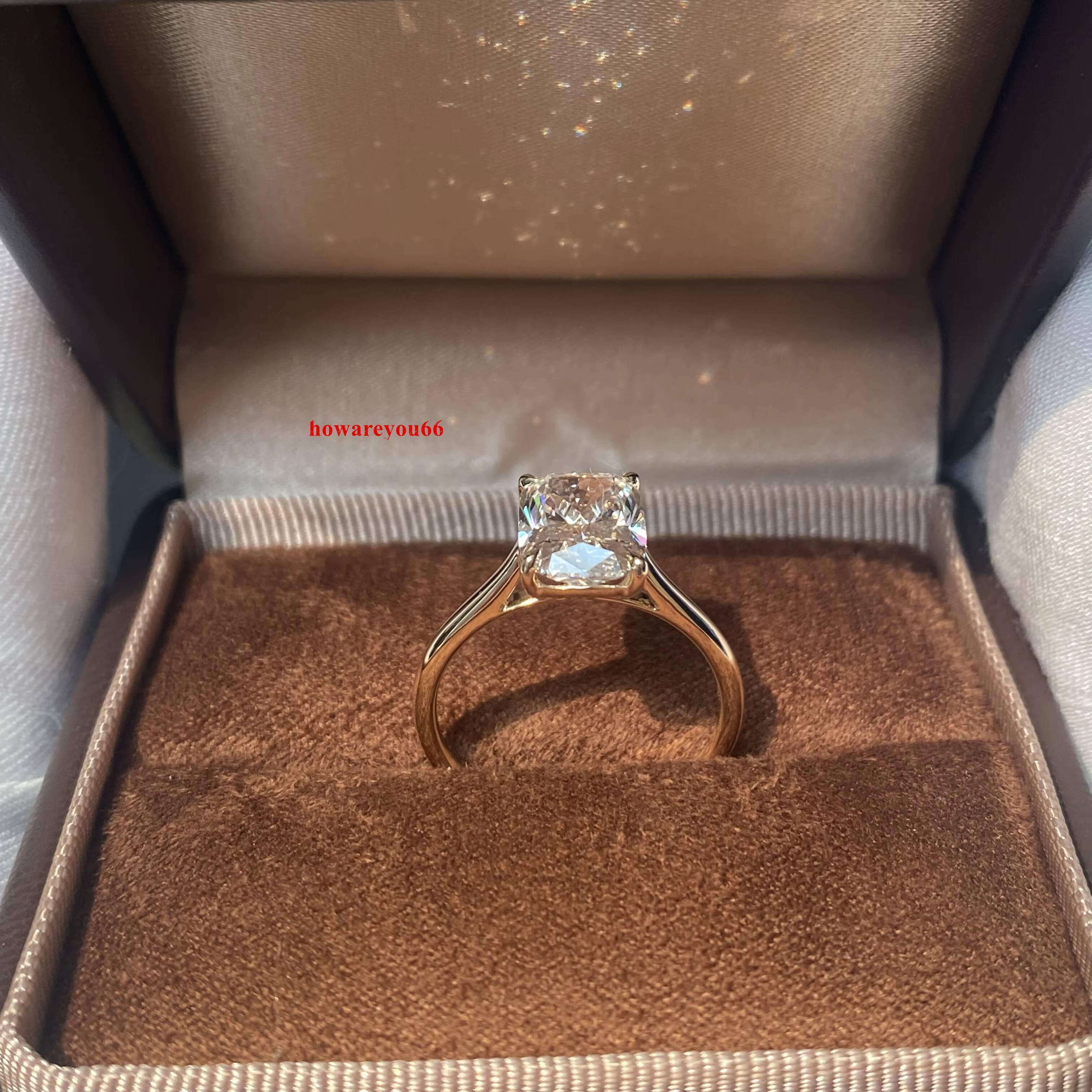 Fashion Jewelry Ring Manufacture Custom D E F Vvs1 VS Cushion Cut 18k 14k Gold Lab Grown Diamond Ring Synthetic Diamond Ring