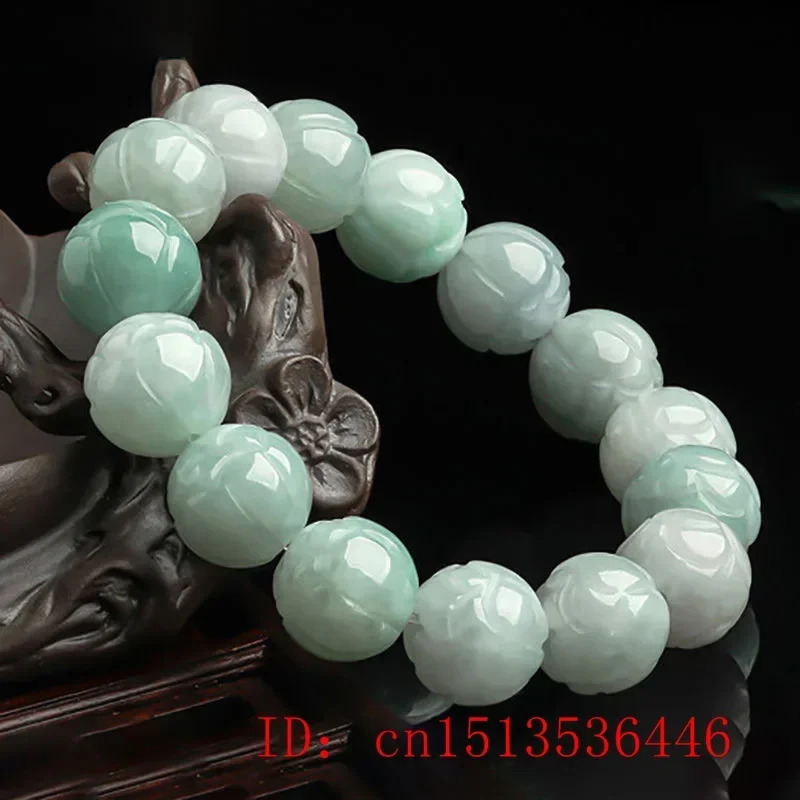 Burmese Jade Lotus 8-13mm Beads Bracelets White Natural Man Amulet Men Gemstone Charms Emerald Fashion Jewelry Carved Jadeite 260520